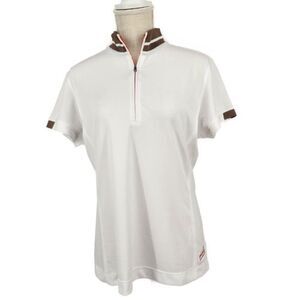 Callaway 1/4 Zip Pullover Golf Shirt Womens L White Short Sleeve Palms Golf Club
